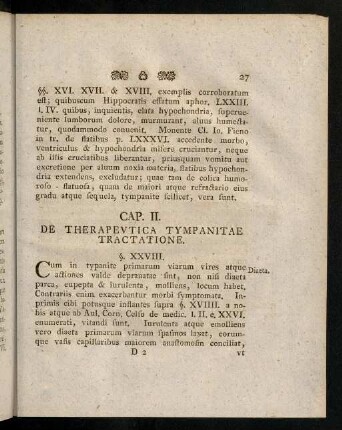 27-36, Cap. II. De Therapevtica Tympanitae Tractatione.