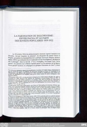 La Fascination Du Bolchevisme: Enver Pacha Et Le Parti Des Soviets Populaires 1919-1922