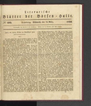 No 693. Hamburg. Mittwoch, den 14. März. 1832.