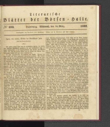No 693. Hamburg. Mittwoch, den 14. März. 1832.