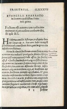 Evangelii Enarratio in Dominica post festum Trinitatis quinta.