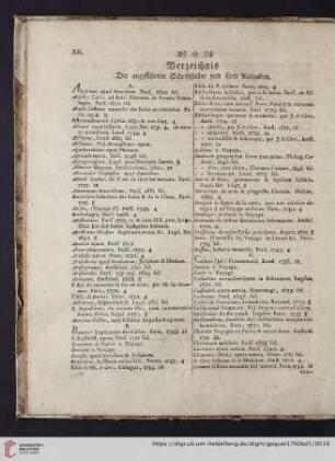 Verzeichnis der angeführten Schriftsteller und ihrer Ausgaben