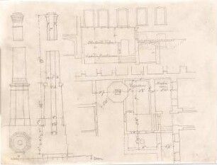 Zocher, Ernst; Architektonische Entwürfe - Teilgrundrisse, Aufrisse