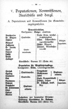 V. Deputationen, Kommissionen, Ausschüsse und dergleichen