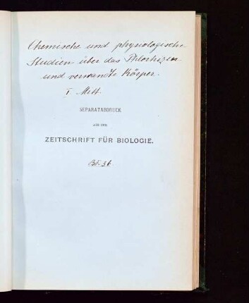 Chemische und physiologische Studien über das Phlorhizin und verwandte Körper : erste Mittheilung
