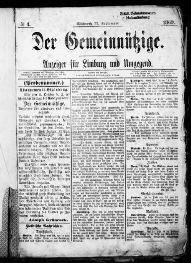 Titelseite einer Zeitung