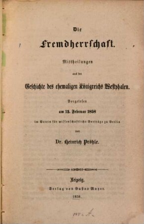 Die Fremdherrschaft
