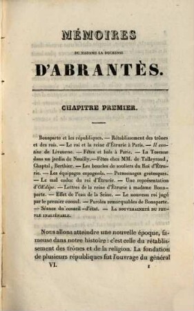 Mémoires de Madame la Duchesse D'Abrantès, ou souvenirs historiques sur Napoléon, la Révolution, le Directoire, le Consulat, l'Empire et la Restauration. 6