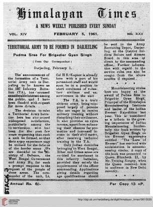 No. XXV (05 February 1961)