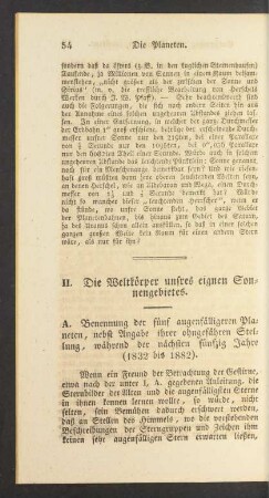 II. Die Weltkoerper unsres eignen Sonnengebietes.