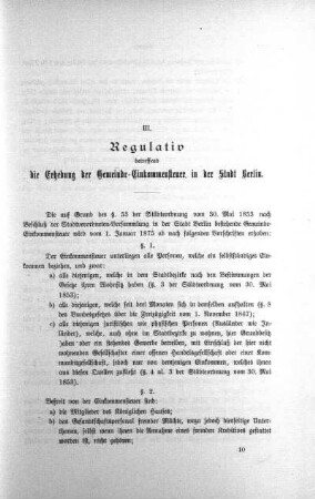 III. Regulativ