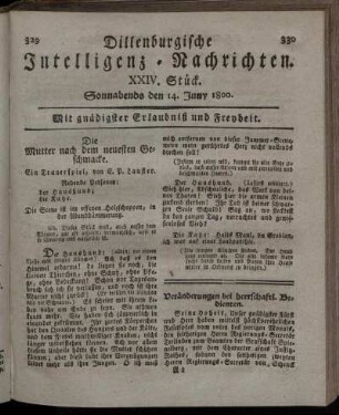XXIV. Stück. Sonnabends den 14. Juny 1800.