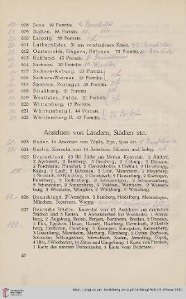 Ansichten von Ländern, Städten etc. (Nr. 623-642)