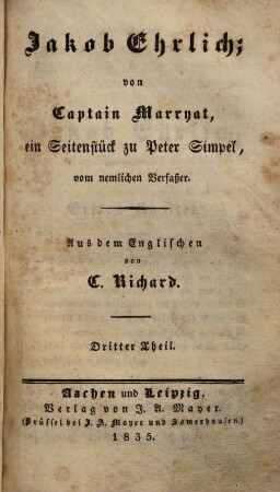 Jakob Ehrlich : ein Seitenstück zu Peter Simpel, vom nemlichen Verfaßer, 3