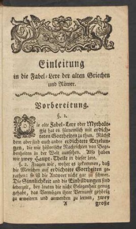 Einleitung in die Fabel-Lere der alten Griechen