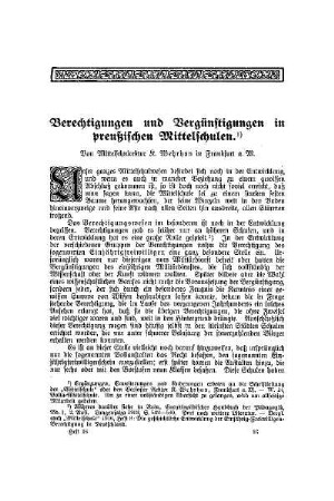 Berechtigungen und Vergünstigungen in preußischen Mittelschulen