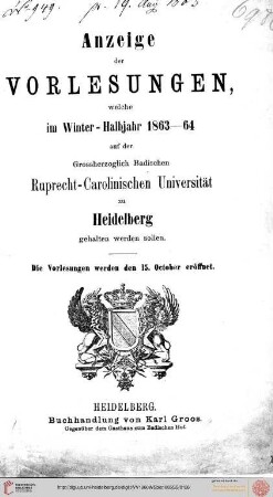 Wintersemester 1863/1864