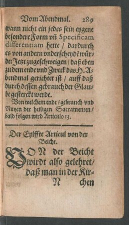Der Eylffte Articul von der Beicht