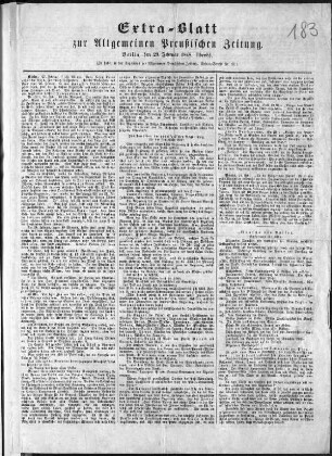 Extra-Blatt zur Allgemeinen Preußischen Zeitung. (Sammlung Friedlaender)