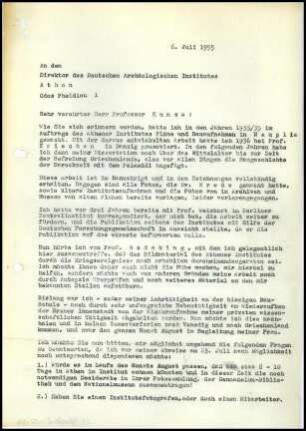 W. Schaefer an E. Kunze