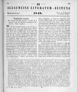 Clement, K. J.: Der Franzos und seine Sprache. Frankfurt a. M.: Brönner 1848