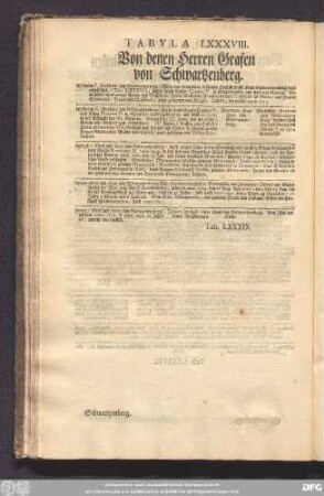 Tabula LXXXVIII. Von denen Herren Grafen von Schwartzenberg.