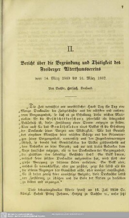 Bericht über die Begründung und Thätigkeit des Freiberger Alterthumsvereins vom 14. März 1860 bis 24. März 1862