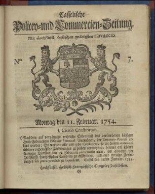 Nro. 7, Montag den 11. Februar 1754