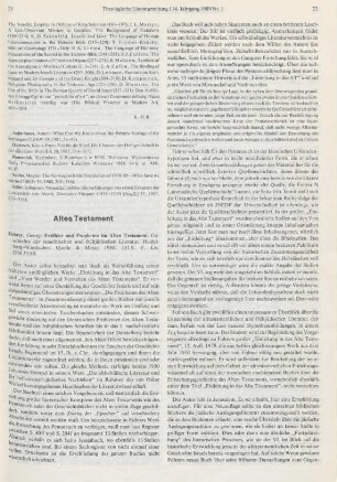21-23 [Rezension] Fohrer, Georg, Erzähler und Propheten im Alten Testament