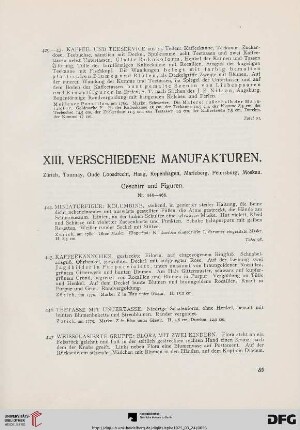 XIII. Verschiedene Manufakturen (Nr. 444-466)