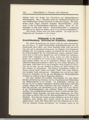 Rückmarsch in die Heimat, Demobilmachung, Auflösung des Regiments, Schlußwort