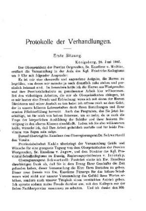 Erste Sitzung : [Protokolle der Verhandlungen]