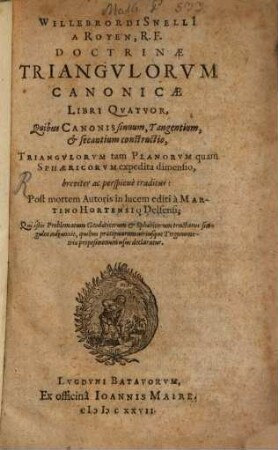 Doctrinae triangulorum canonicae libri quattuor