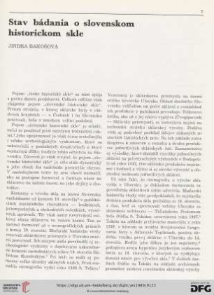 Stav bádania o slovenskom historickom skle