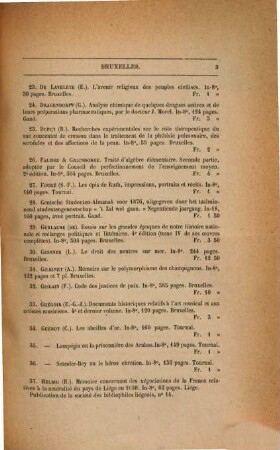 Bibliographie de la Belgique : ou catalogue général de l'imprimerie et de la librairie belges. 1876, 1876 = Jg. 33