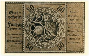 Geldschein / Notgeld, 50 Pfennig, 15.10.1920
