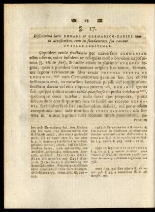 §. 17. Discrimina iuris Romani et Germanico-Danici tum in divisionibus, tum in fundamento, seu ratione Tutelae Legitimae.