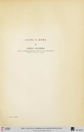 Emilio Bodrero: Atene e Roma