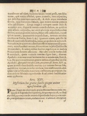 Aph. XXV. Mysterium hoc gratiae sancto pioque animo agnoscendum esse