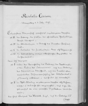 Resolutio Civium, Donnerstag d. 1. July 1847