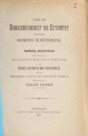 Über die Gebrauchsfähigkeit der Extremität nach der Resektion im Hüftgelenk
