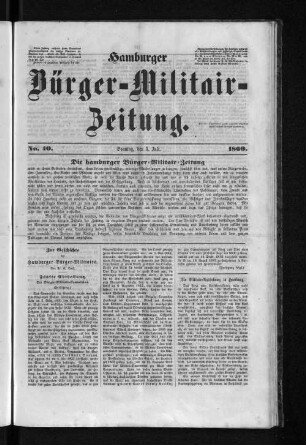 Hamburger Bürger-Militair-Zeitung. No. 40. 1860