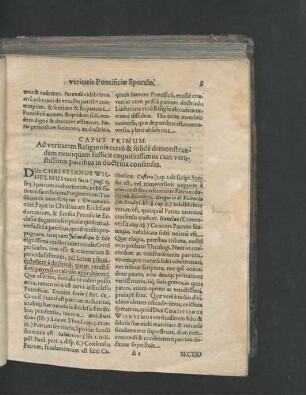 Caput Primum. Ad veritatem Religionis certo & solide demonstrandam neutiquam sufficit exquisitissimus cum vetustissimis patribus in doctrina consensus.
