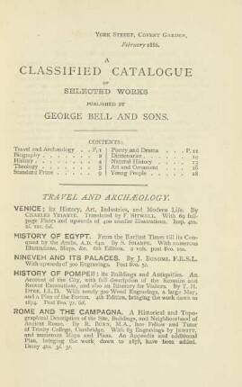 A classified catalaogue of selected works published by George Bell and Sons