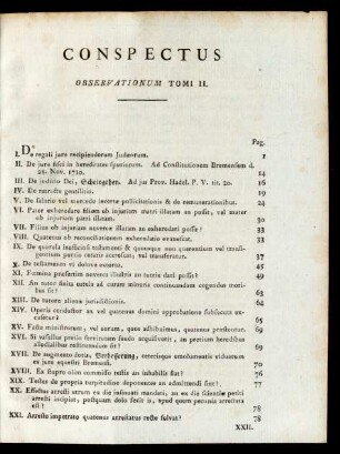 Conspectus Observationum Tomi II