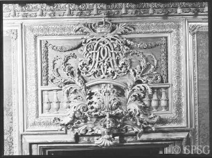 Berlin, Schloss Berlin, Paradekammern, Drap d´or Kammer, Supraporte mit Monogramm Friedrich I., Andreas Schlüter, R.: 796.
