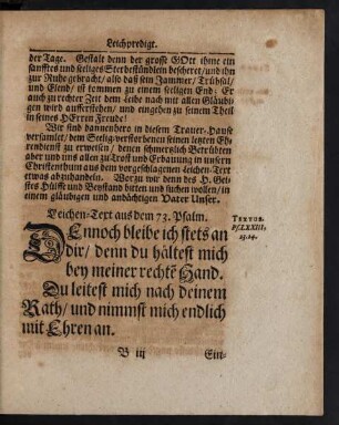 Leichen-Text aus dem 73. Psalm.