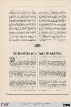 Kunstgewerbliches auf der Pariser Weltausstellung