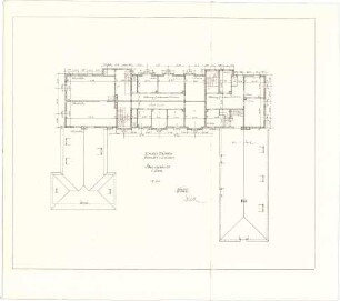 Seidl, Gabriel von; Steinach; Schlossneubau - Stallgebäude (Grundriss 1. OG m. Ansicht)