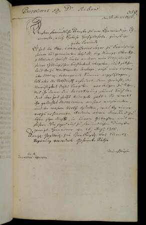 Aufforderung zur Einsendung des geschätzten Werts des Inventars des Buchhändlers Luzac.